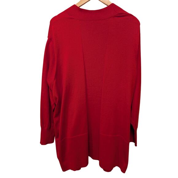 Terra & Sky Fine Gauge Open Cardigan Plus Size 5X Lightweight Casual Office Red - Picture 5 of 5